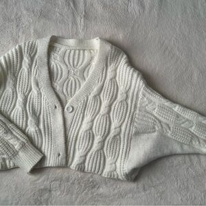 SHEIN Cream Cable Knit Cardigan